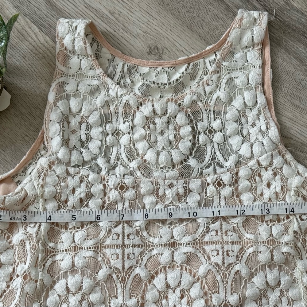 Free People Women's Cream Crochet Overlay Mini Summer Dress - Size Small. EUC - Picture 10 of 14